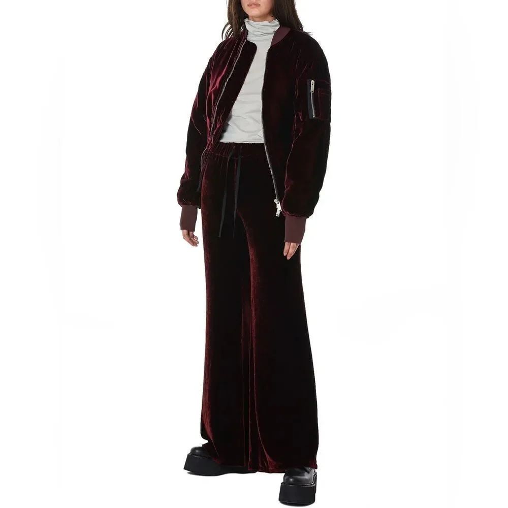 H. Lorenzo Unravel Luxury Burgundy Palazzo Trousers Style Uwca038e18136001- — image 2 of 8